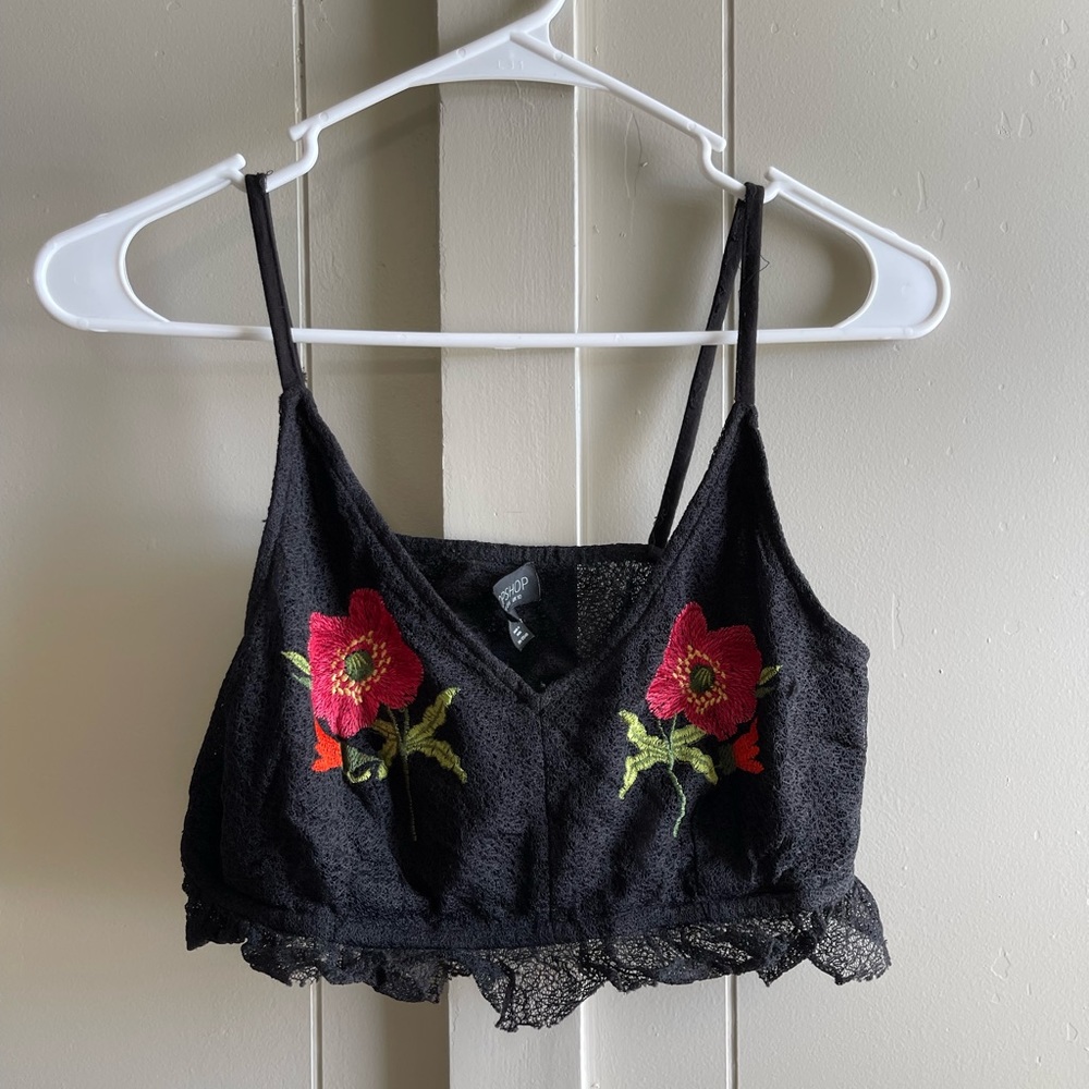 Topshop embroidered cropped tank